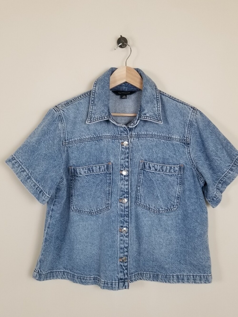 Calligraphie Denim Short Sleeve Top Size Large
